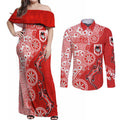 St George Illawarra Dragons NAIDOC Week 2026 Couples Matching Off Shoulder Maxi Dress and Long Sleeve Button Shirt Aboriginal Lizard Dot Painting - 50 Years of Deadly