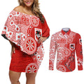 St George Illawarra Dragons NAIDOC Week 2026 Couples Matching Off Shoulder Short Dress and Long Sleeve Button Shirt Aboriginal Lizard Dot Painting - 50 Years of Deadly