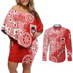 St George Illawarra Dragons NAIDOC Week 2026 Couples Matching Off Shoulder Short Dress and Long Sleeve Button Shirt Aboriginal Lizard Dot Painting - 50 Years of Deadly