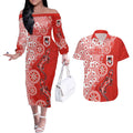 St George Illawarra Dragons NAIDOC Week 2026 Couples Matching Off The Shoulder Long Sleeve Dress and Hawaiian Shirt Aboriginal Lizard Dot Painting - 50 Years of Deadly