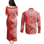 St George Illawarra Dragons NAIDOC Week 2026 Couples Matching Puletasi and Long Sleeve Button Shirt Aboriginal Lizard Dot Painting - 50 Years of Deadly