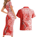St George Illawarra Dragons NAIDOC Week 2026 Couples Matching Short Sleeve Bodycon Dress and Hawaiian Shirt Aboriginal Lizard Dot Painting - 50 Years of Deadly