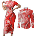 St George Illawarra Dragons NAIDOC Week 2026 Couples Matching Short Sleeve Bodycon Dress and Long Sleeve Button Shirt Aboriginal Lizard Dot Painting - 50 Years of Deadly