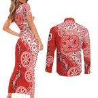 St George Illawarra Dragons NAIDOC Week 2026 Couples Matching Short Sleeve Bodycon Dress and Long Sleeve Button Shirt Aboriginal Lizard Dot Painting - 50 Years of Deadly