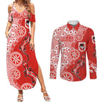 St George Illawarra Dragons NAIDOC Week 2026 Couples Matching Summer Maxi Dress and Long Sleeve Button Shirt Aboriginal Lizard Dot Painting - 50 Years of Deadly