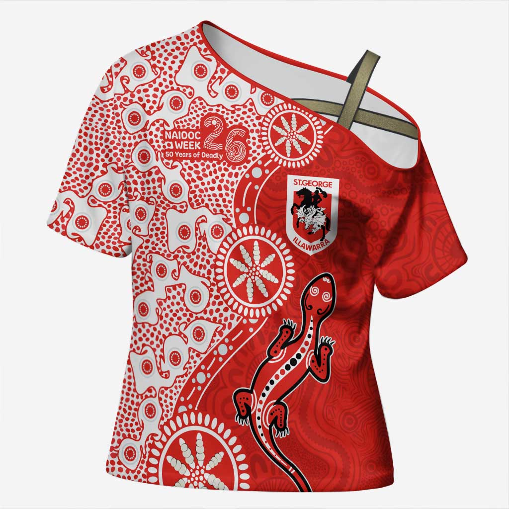 St George Illawarra Dragons NAIDOC Week 2026 Cross Shoulder Shirt Aboriginal Lizard Dot Painting - 50 Years of Deadly