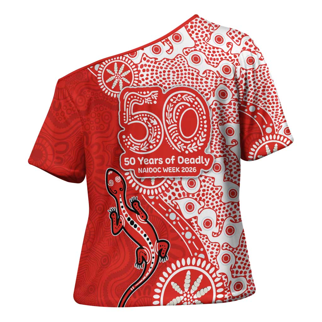 St George Illawarra Dragons NAIDOC Week 2026 Cross Shoulder Shirt Aboriginal Lizard Dot Painting - 50 Years of Deadly