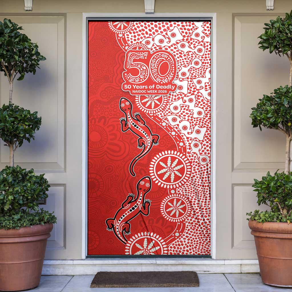 St George Illawarra Dragons NAIDOC Week 2026 Door Cover Aboriginal Lizard Dot Painting - 50 Years of Deadly