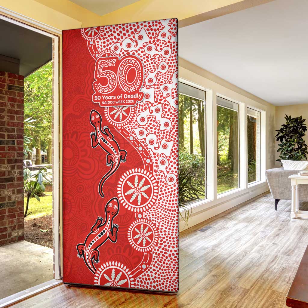 St George Illawarra Dragons NAIDOC Week 2026 Door Cover Aboriginal Lizard Dot Painting - 50 Years of Deadly