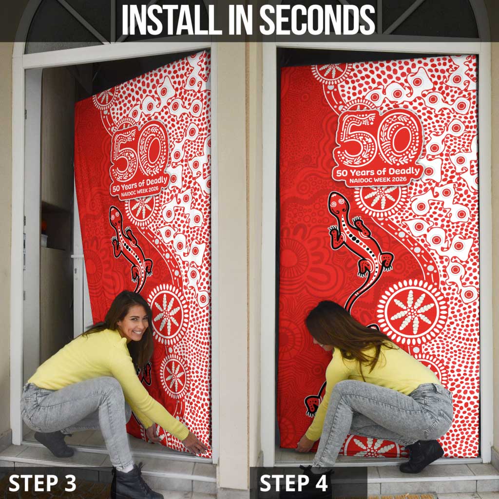 St George Illawarra Dragons NAIDOC Week 2026 Door Cover Aboriginal Lizard Dot Painting - 50 Years of Deadly