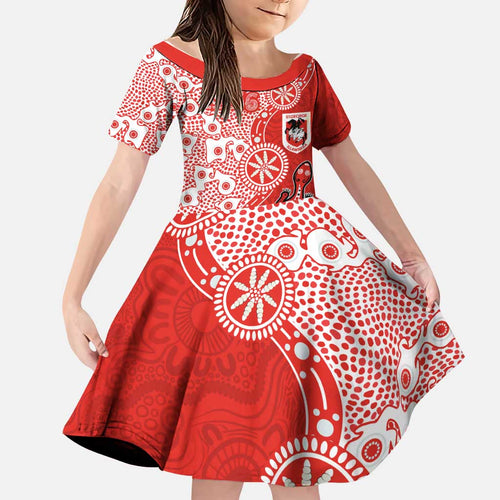 St George Illawarra Dragons NAIDOC Week 2026 Family Matching Long Sleeve Bodycon Dress and Hawaiian Shirt Aboriginal Lizard Dot Painting - 50 Years of Deadly
