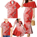 St George Illawarra Dragons NAIDOC Week 2026 Family Matching Mermaid Dress and Hawaiian Shirt Aboriginal Lizard Dot Painting - 50 Years of Deadly