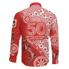 St George Illawarra Dragons NAIDOC Week 2026 Family Matching Off The Shoulder Long Sleeve Dress and Hawaiian Shirt Aboriginal Lizard Dot Painting - 50 Years of Deadly