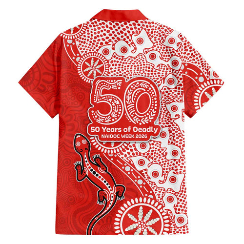 St George Illawarra Dragons NAIDOC Week 2026 Family Matching Summer Maxi Dress and Hawaiian Shirt Aboriginal Lizard Dot Painting - 50 Years of Deadly