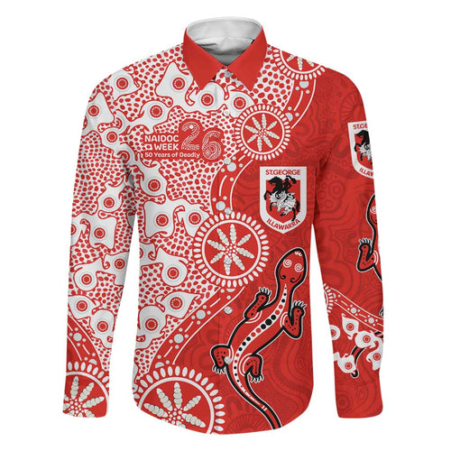 St George Illawarra Dragons NAIDOC Week 2026 Family Matching Tank Maxi Dress and Hawaiian Shirt Aboriginal Lizard Dot Painting - 50 Years of Deadly