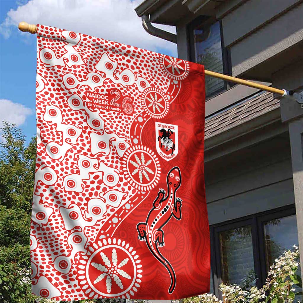 St George Illawarra Dragons NAIDOC Week 2026 Garden Flag Aboriginal Lizard Dot Painting - 50 Years of Deadly