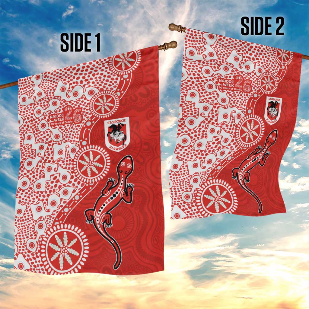 St George Illawarra Dragons NAIDOC Week 2026 Garden Flag Aboriginal Lizard Dot Painting - 50 Years of Deadly