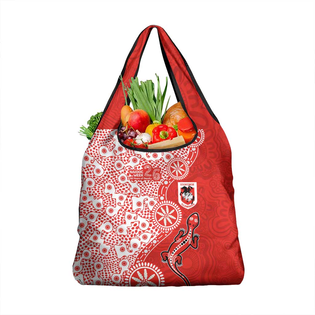 St George Illawarra Dragons NAIDOC Week 2026 Grocery Bag Aboriginal Lizard Dot Painting - 50 Years of Deadly