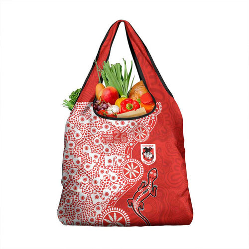 St George Illawarra Dragons NAIDOC Week 2026 Grocery Bag Aboriginal Lizard Dot Painting - 50 Years of Deadly
