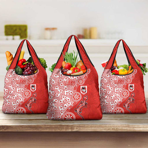 St George Illawarra Dragons NAIDOC Week 2026 Grocery Bag Aboriginal Lizard Dot Painting - 50 Years of Deadly