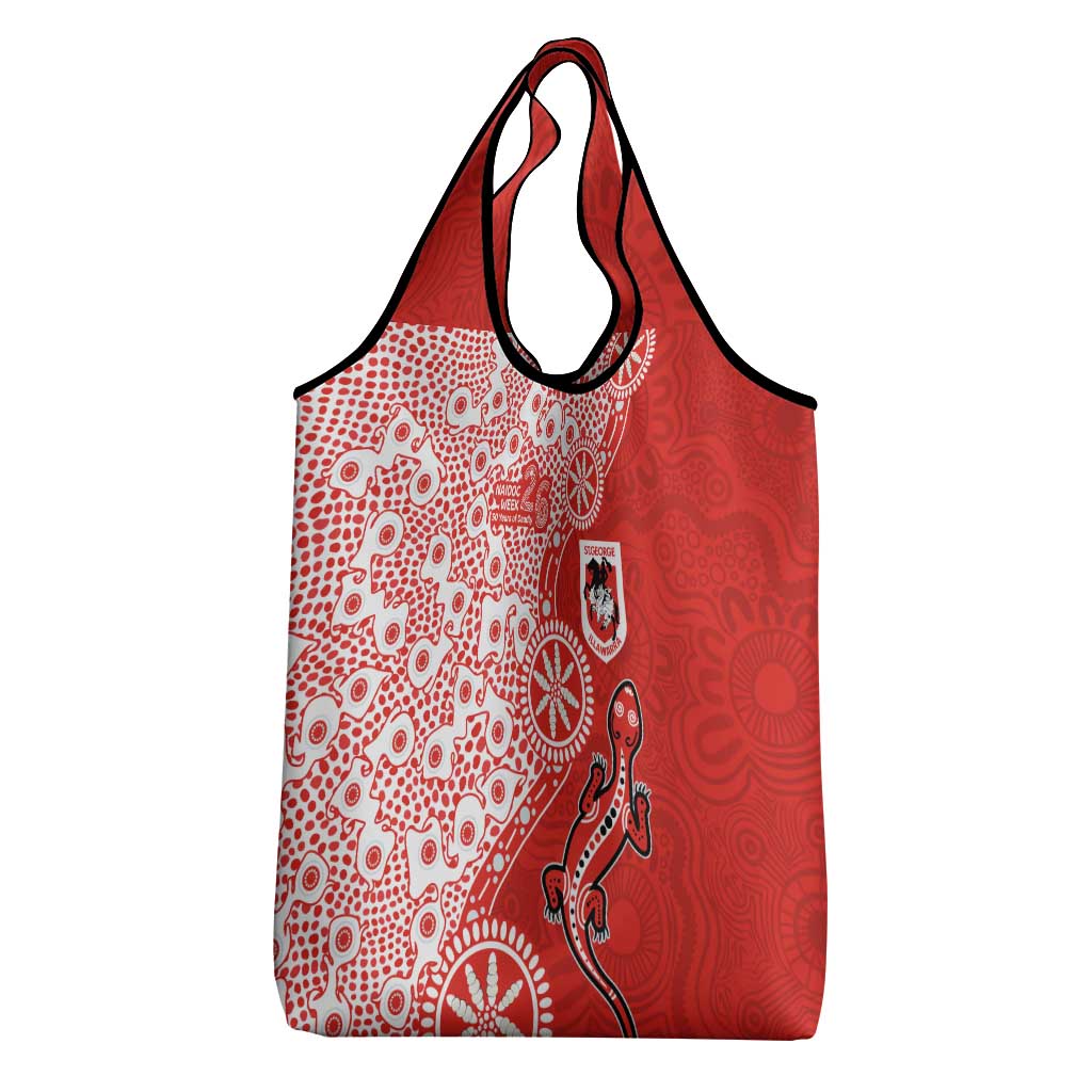 St George Illawarra Dragons NAIDOC Week 2026 Grocery Bag Aboriginal Lizard Dot Painting - 50 Years of Deadly