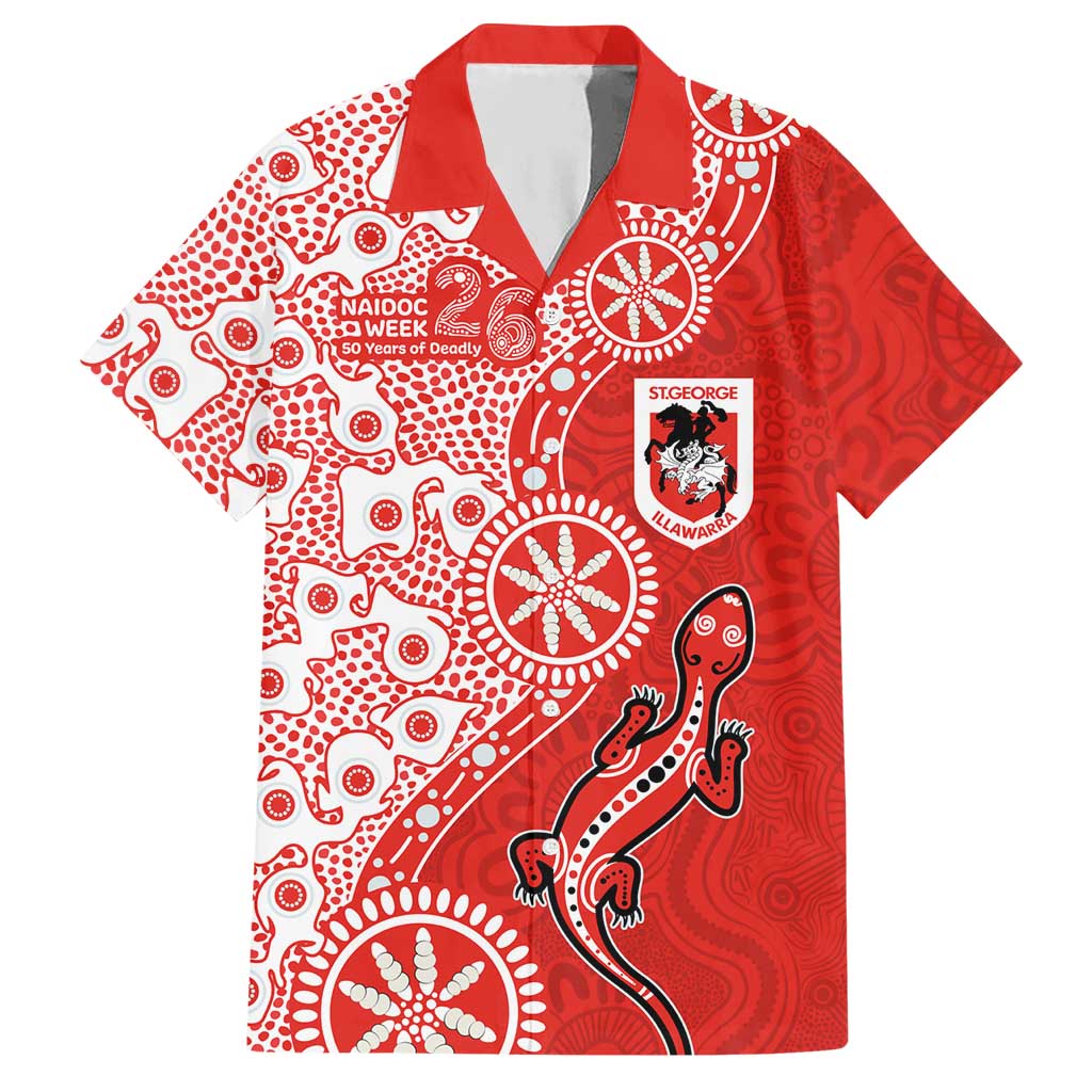 St George Illawarra Dragons NAIDOC Week 2026 Hawaiian Shirt Aboriginal Lizard Dot Painting - 50 Years of Deadly
