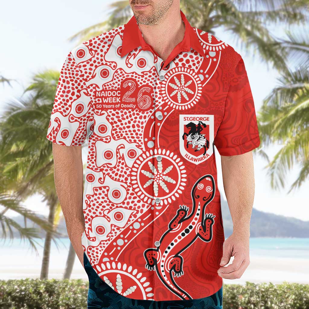 St George Illawarra Dragons NAIDOC Week 2026 Hawaiian Shirt Aboriginal Lizard Dot Painting - 50 Years of Deadly