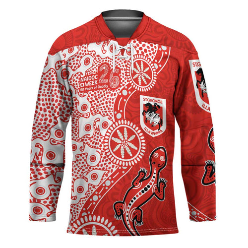 St George Illawarra Dragons NAIDOC Week 2026 Hockey Jersey Aboriginal Lizard Dot Painting - 50 Years of Deadly
