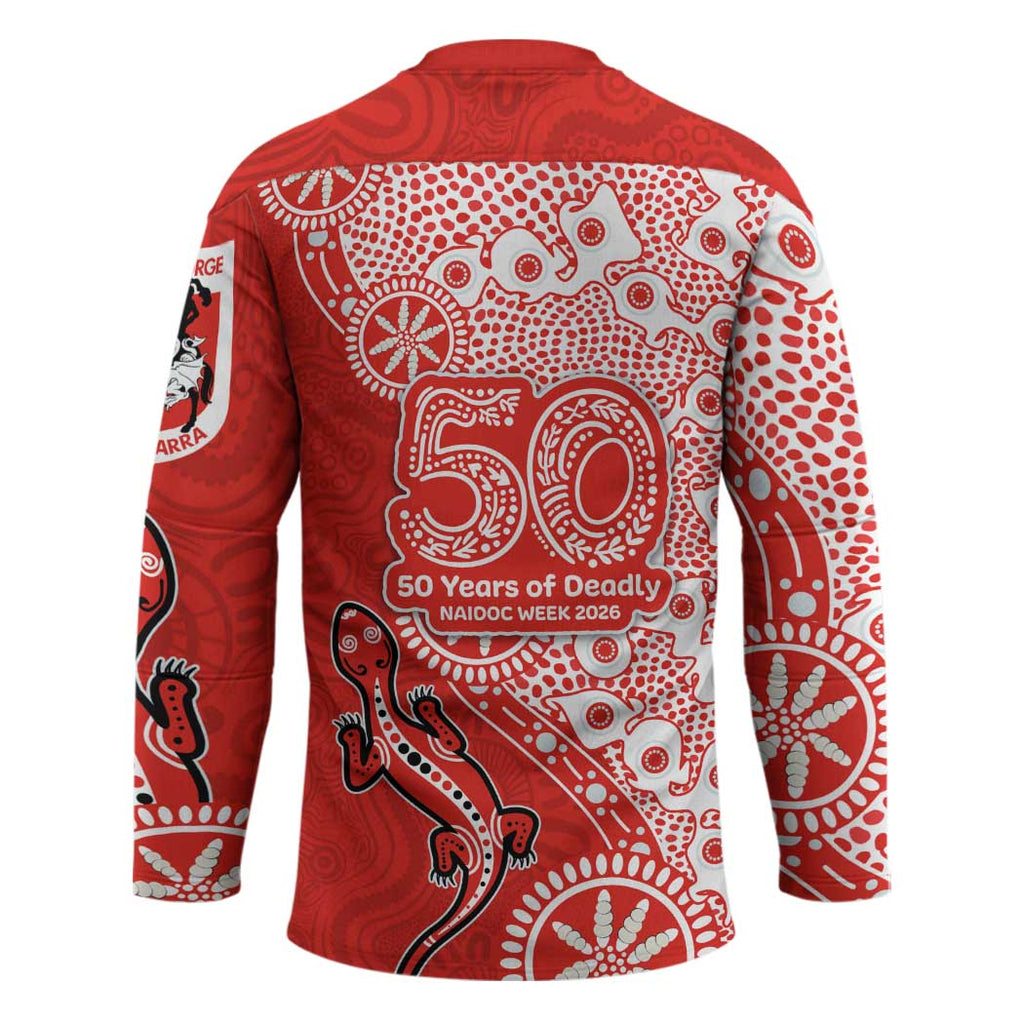 St George Illawarra Dragons NAIDOC Week 2026 Hockey Jersey Aboriginal Lizard Dot Painting - 50 Years of Deadly