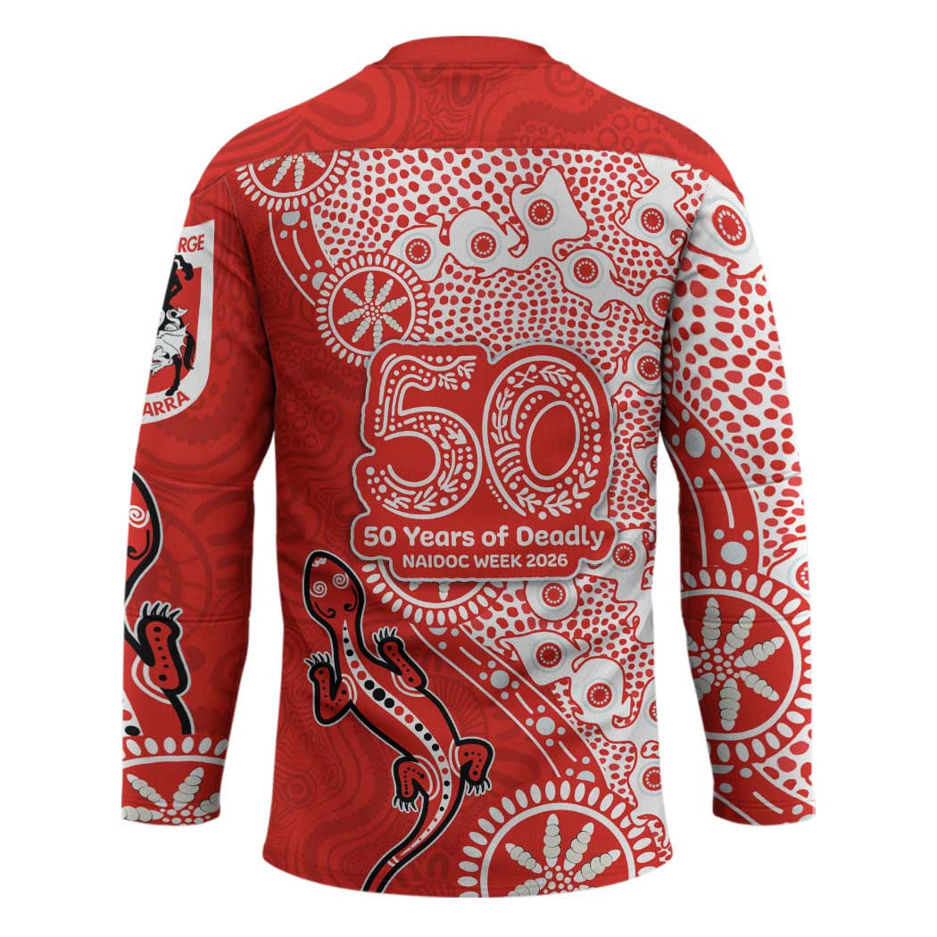 St George Illawarra Dragons NAIDOC Week 2026 Hockey Jersey Aboriginal Lizard Dot Painting - 50 Years of Deadly