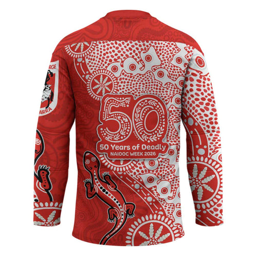 St George Illawarra Dragons NAIDOC Week 2026 Hockey Jersey Aboriginal Lizard Dot Painting - 50 Years of Deadly