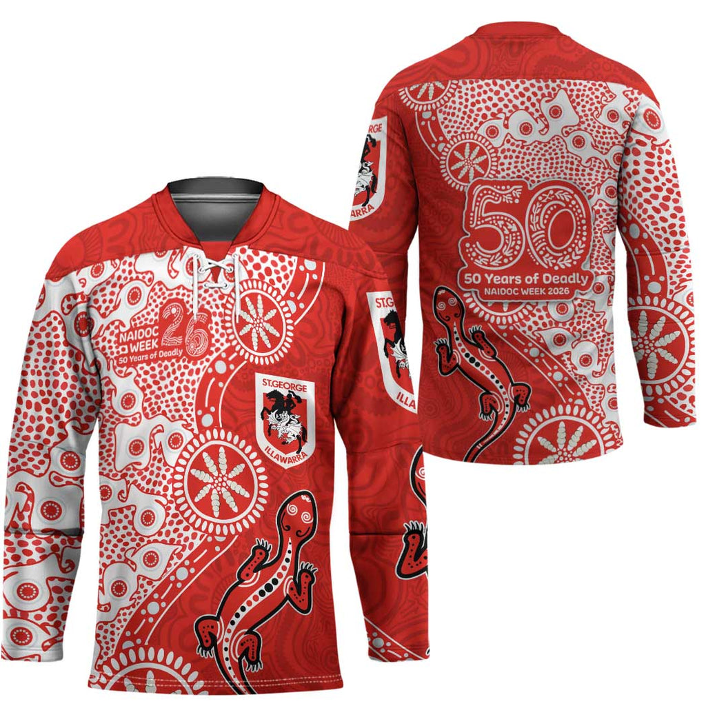 St George Illawarra Dragons NAIDOC Week 2026 Hockey Jersey Aboriginal Lizard Dot Painting - 50 Years of Deadly