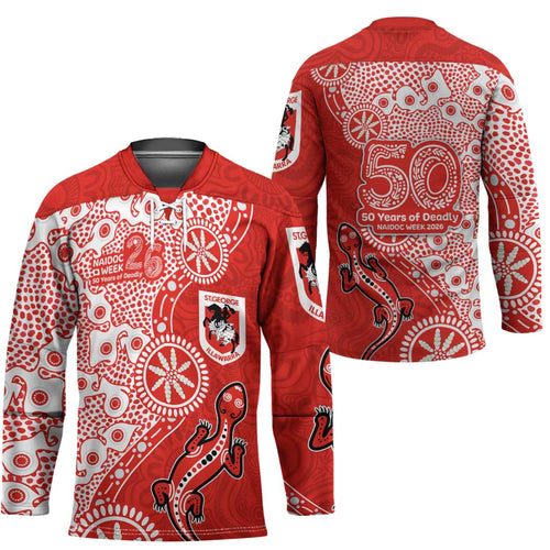 St George Illawarra Dragons NAIDOC Week 2026 Hockey Jersey Aboriginal Lizard Dot Painting - 50 Years of Deadly