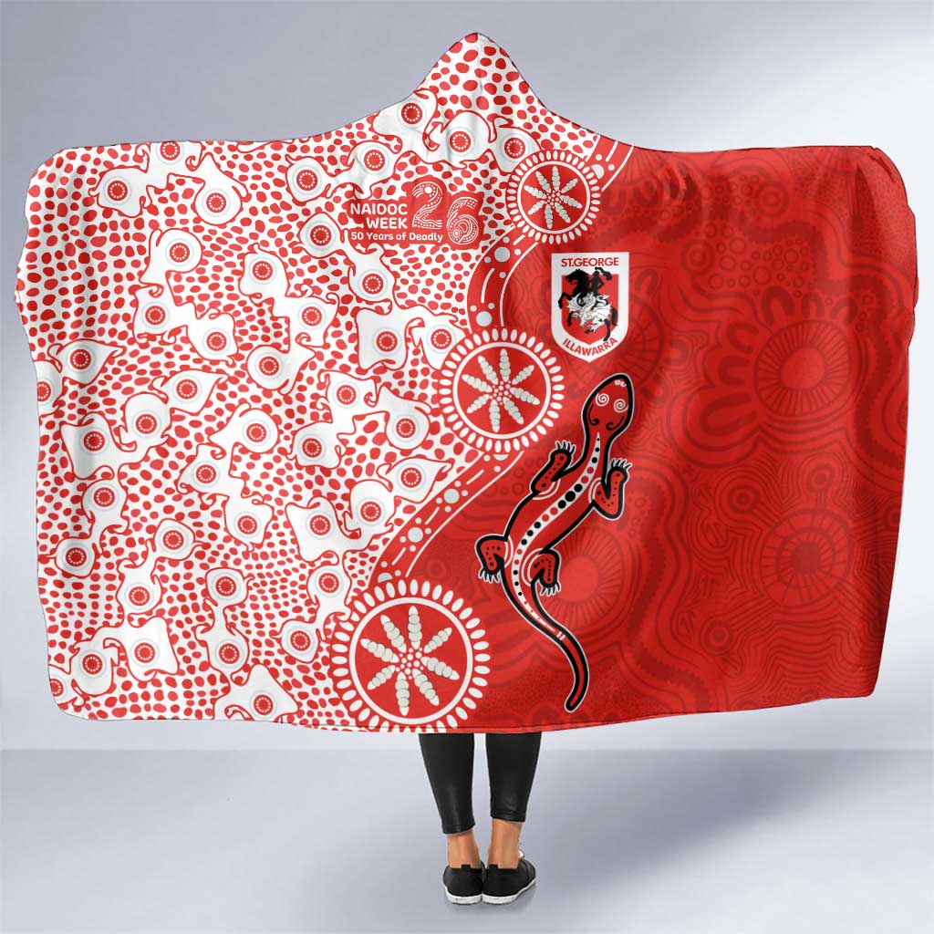 St George Illawarra Dragons NAIDOC Week 2026 Hooded Blanket Aboriginal Lizard Dot Painting - 50 Years of Deadly