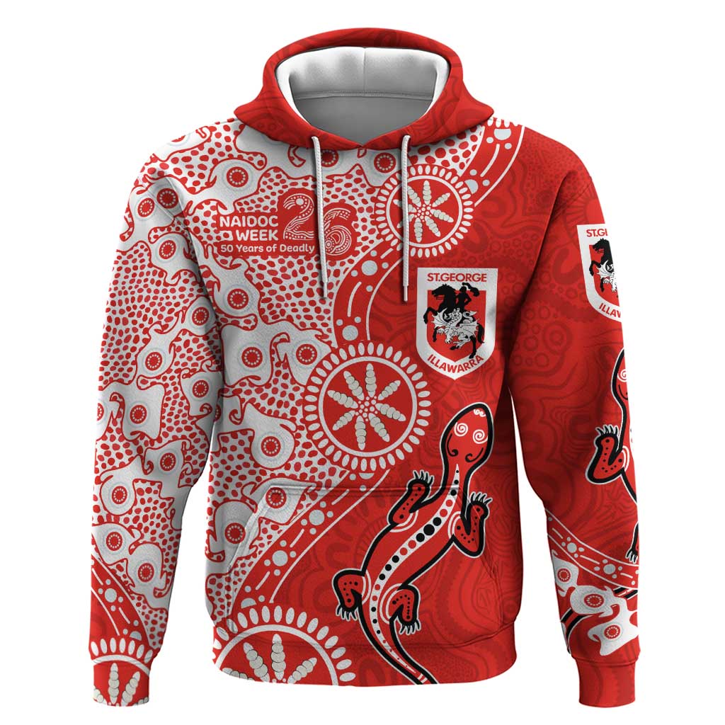 St George Illawarra Dragons NAIDOC Week 2026 Hoodie Aboriginal Lizard Dot Painting - 50 Years of Deadly