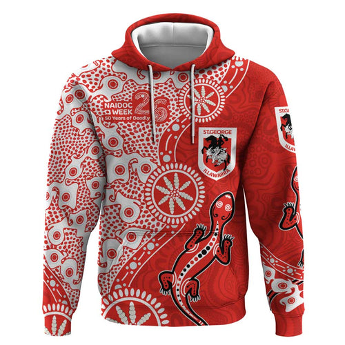 St George Illawarra Dragons NAIDOC Week 2026 Hoodie Aboriginal Lizard Dot Painting - 50 Years of Deadly