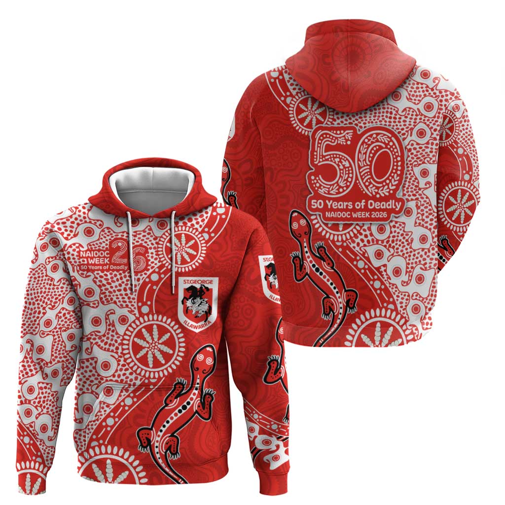 St George Illawarra Dragons NAIDOC Week 2026 Hoodie Aboriginal Lizard Dot Painting - 50 Years of Deadly