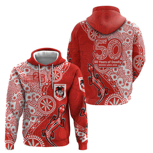 St George Illawarra Dragons NAIDOC Week 2026 Hoodie Aboriginal Lizard Dot Painting - 50 Years of Deadly