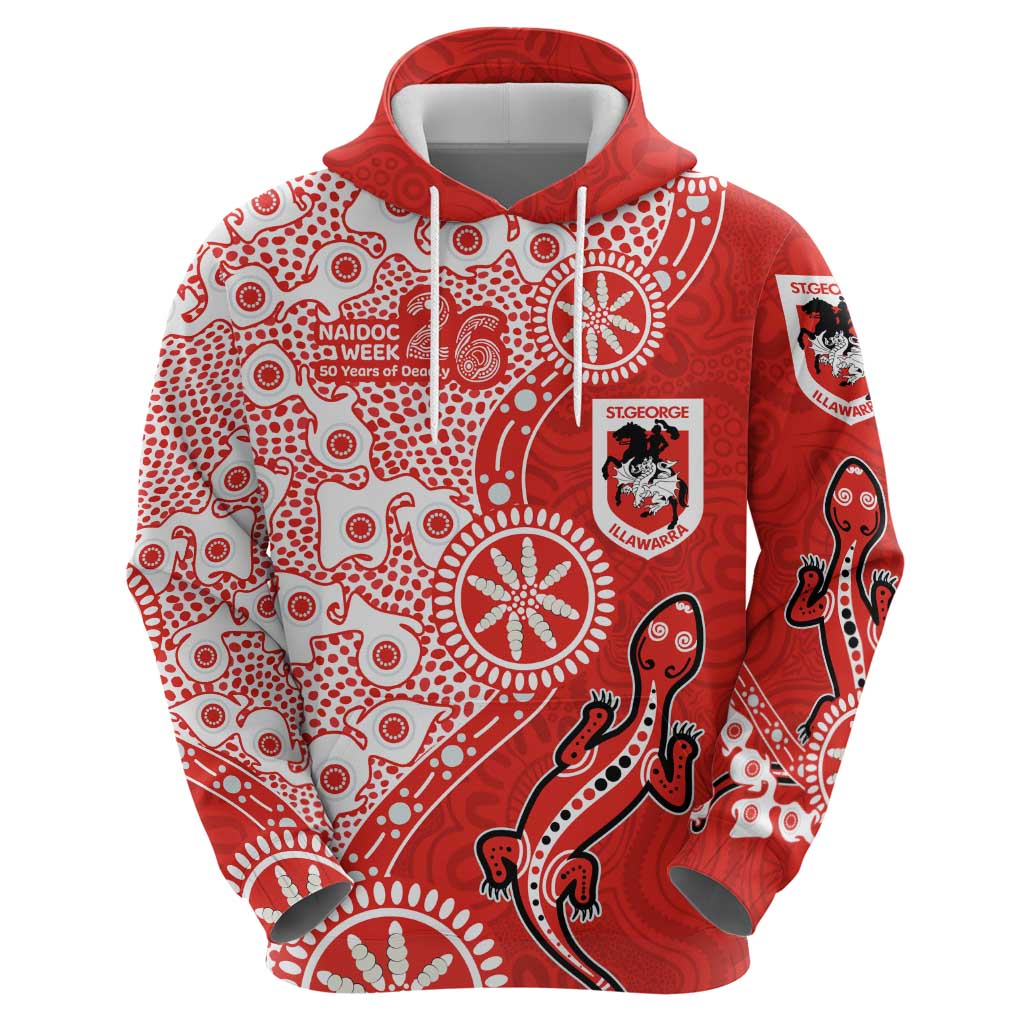 St George Illawarra Dragons NAIDOC Week 2026 Hoodie Aboriginal Lizard Dot Painting - 50 Years of Deadly