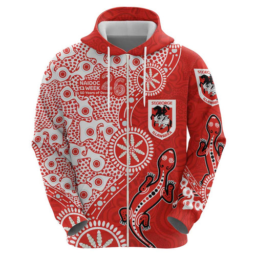 St George Illawarra Dragons NAIDOC Week 2026 Hoodie Aboriginal Lizard Dot Painting - 50 Years of Deadly