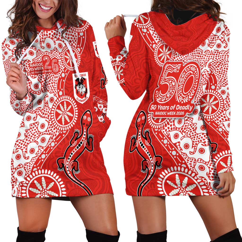 St George Illawarra Dragons NAIDOC Week 2026 Hoodie Dress Aboriginal Lizard Dot Painting - 50 Years of Deadly