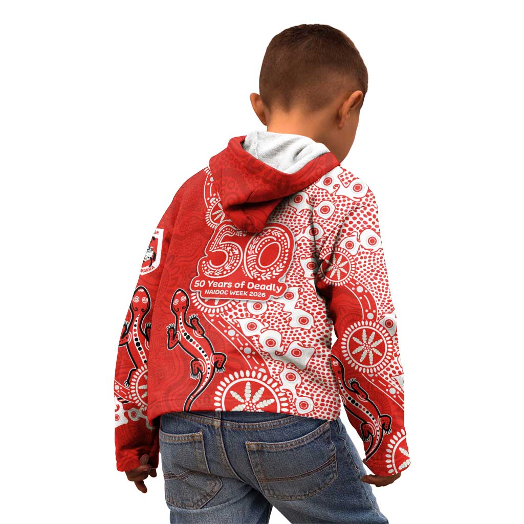 St George Illawarra Dragons NAIDOC Week 2026 Kid Hoodie Aboriginal Lizard Dot Painting - 50 Years of Deadly