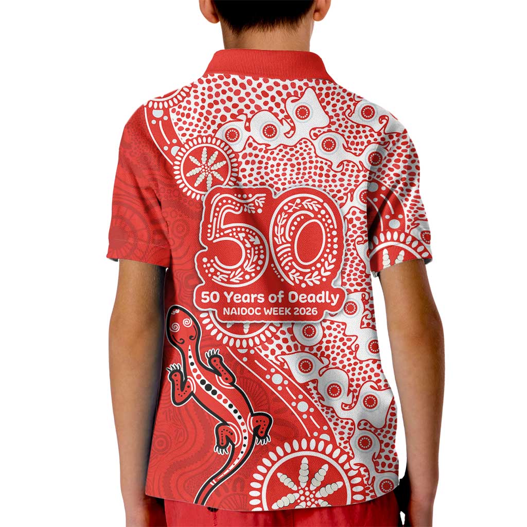 St George Illawarra Dragons NAIDOC Week 2026 Kid Polo Shirt Aboriginal Lizard Dot Painting - 50 Years of Deadly