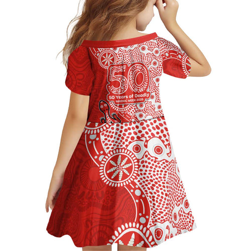 St George Illawarra Dragons NAIDOC Week 2026 Kid Short Sleeve Dress Aboriginal Lizard Dot Painting - 50 Years of Deadly