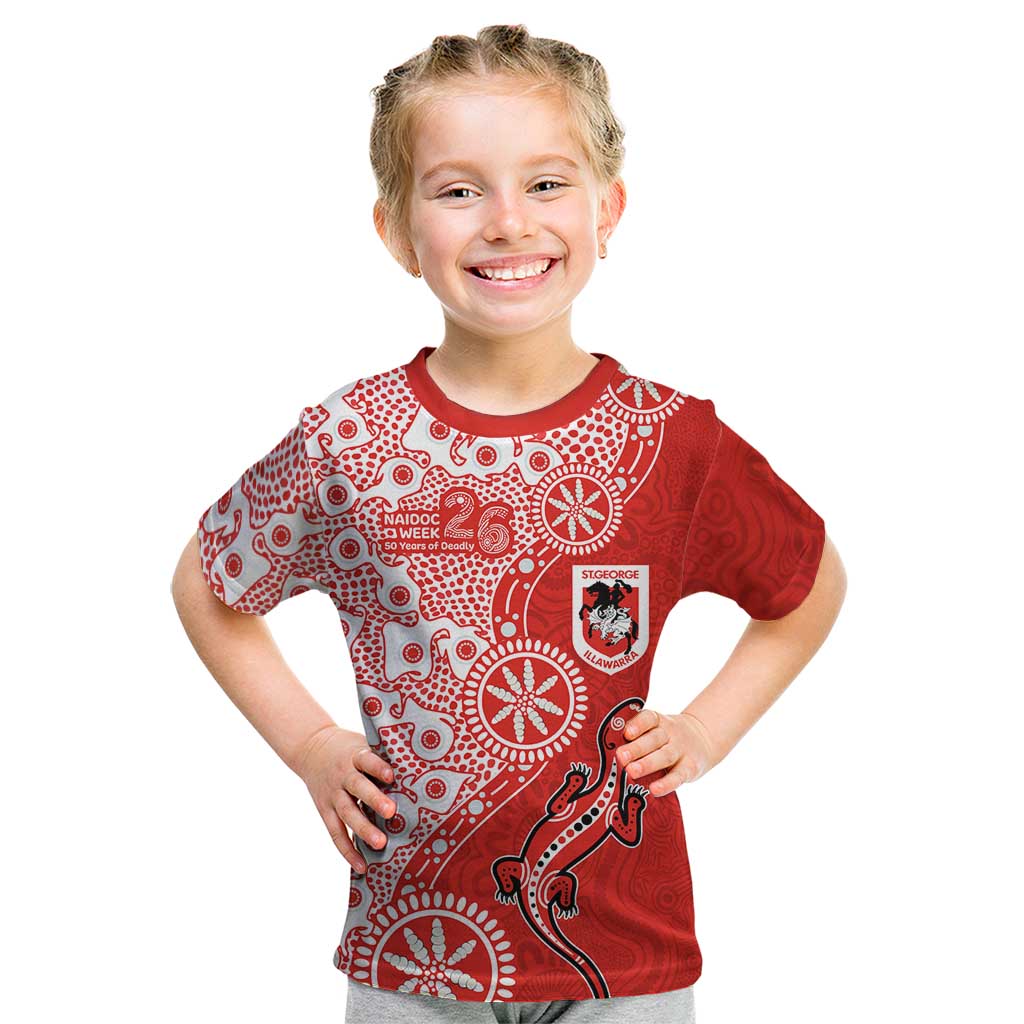 St George Illawarra Dragons NAIDOC Week 2026 Kid T Shirt Aboriginal Lizard Dot Painting - 50 Years of Deadly