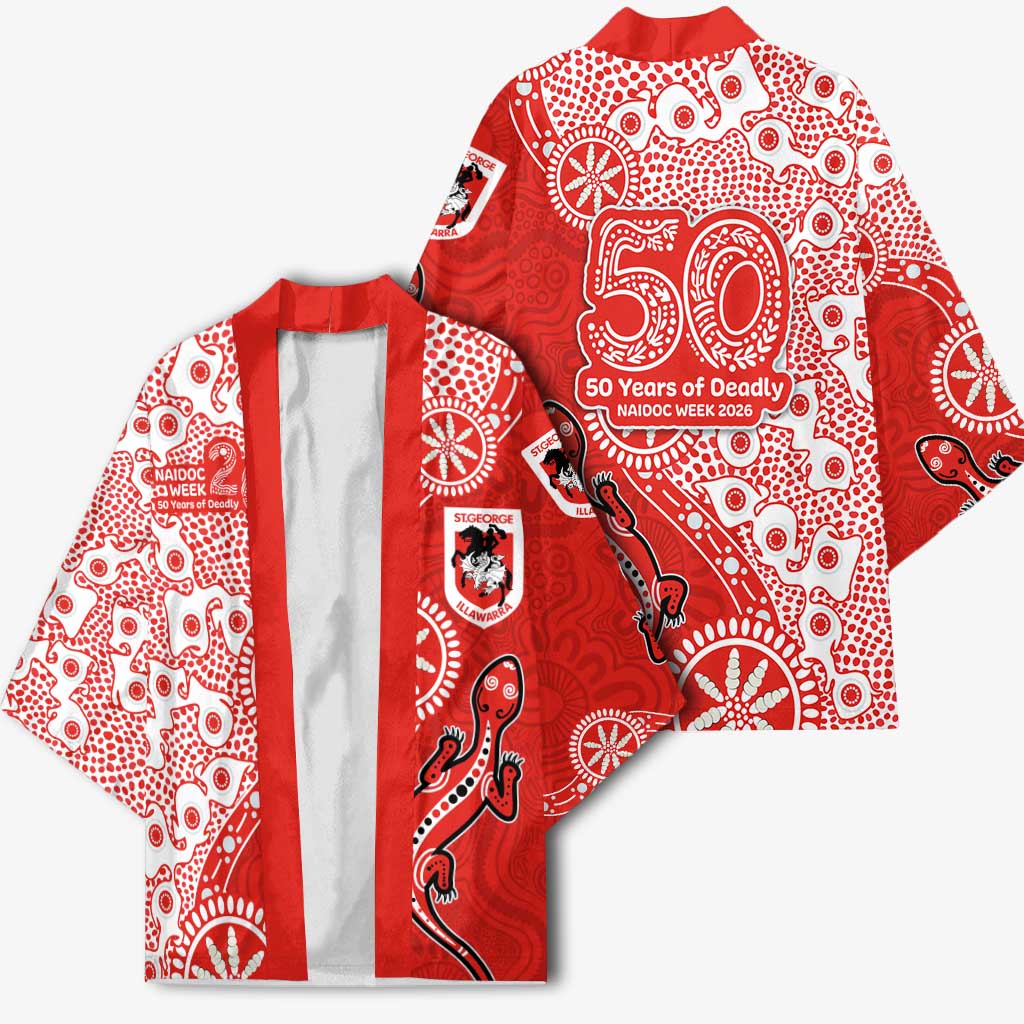 St George Illawarra Dragons NAIDOC Week 2026 Kimono Aboriginal Lizard Dot Painting - 50 Years of Deadly
