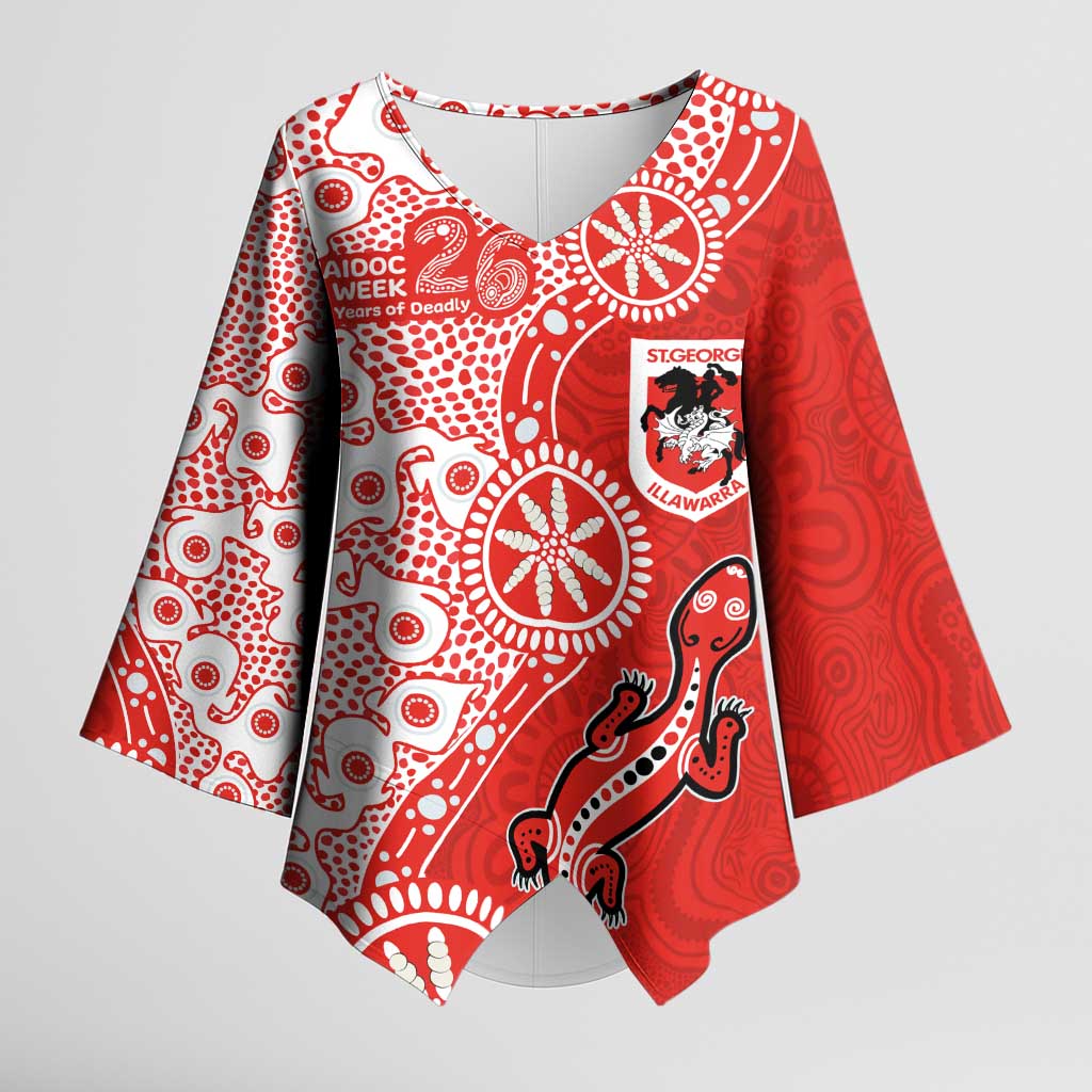 St George Illawarra Dragons NAIDOC Week 2026 Kimono Sleeve Blouse Aboriginal Lizard Dot Painting - 50 Years of Deadly