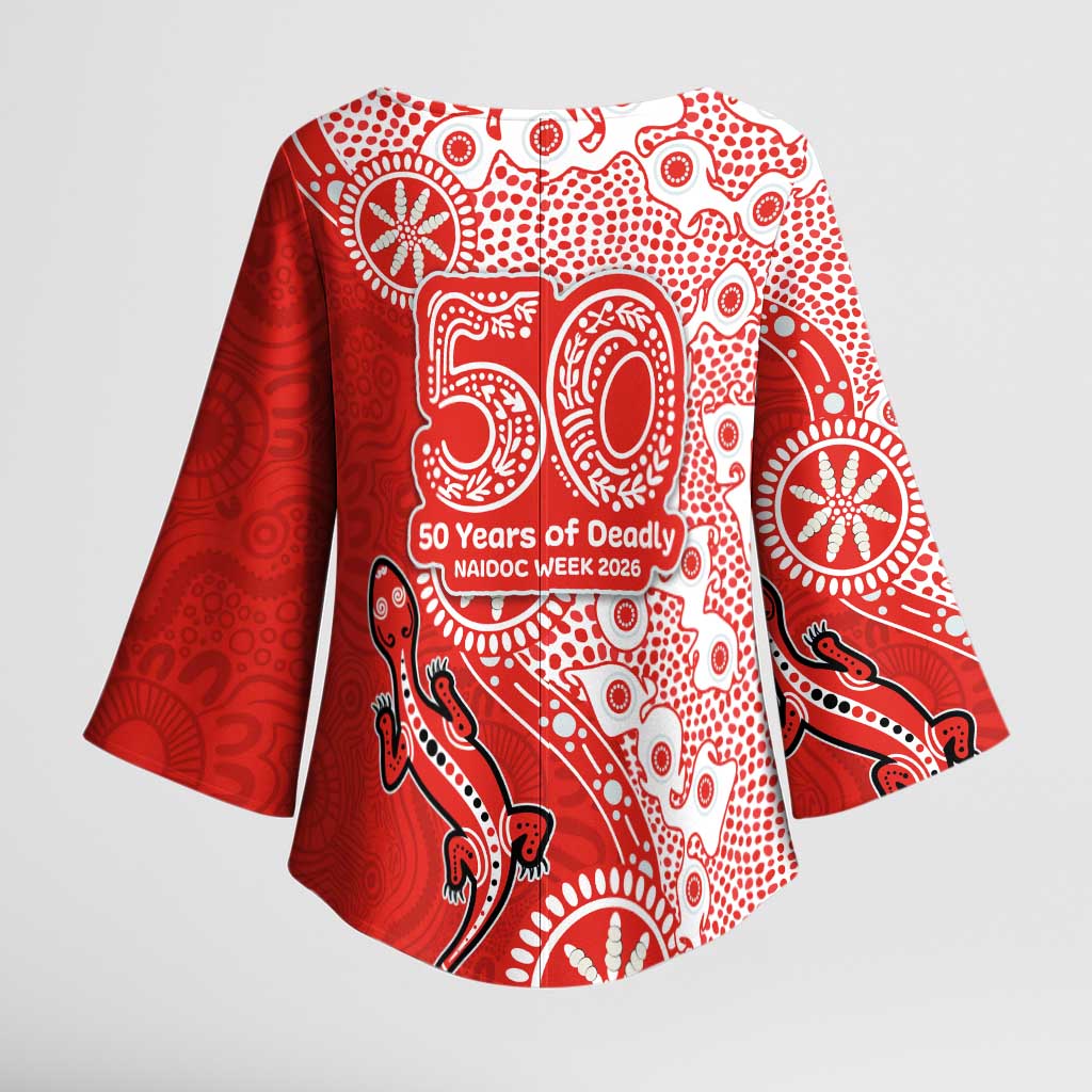 St George Illawarra Dragons NAIDOC Week 2026 Kimono Sleeve Blouse Aboriginal Lizard Dot Painting - 50 Years of Deadly