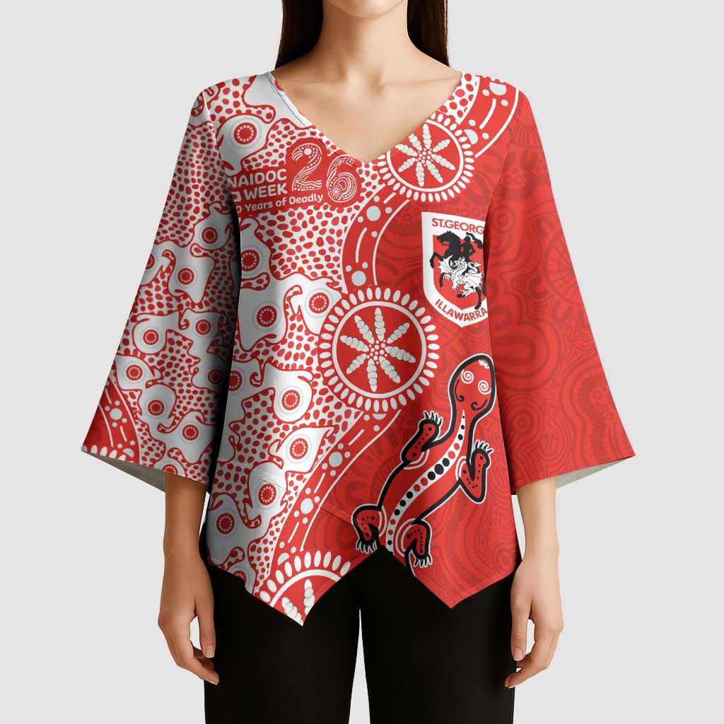 St George Illawarra Dragons NAIDOC Week 2026 Kimono Sleeve Blouse Aboriginal Lizard Dot Painting - 50 Years of Deadly