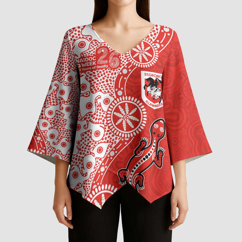 St George Illawarra Dragons NAIDOC Week 2026 Kimono Sleeve Blouse Aboriginal Lizard Dot Painting - 50 Years of Deadly
